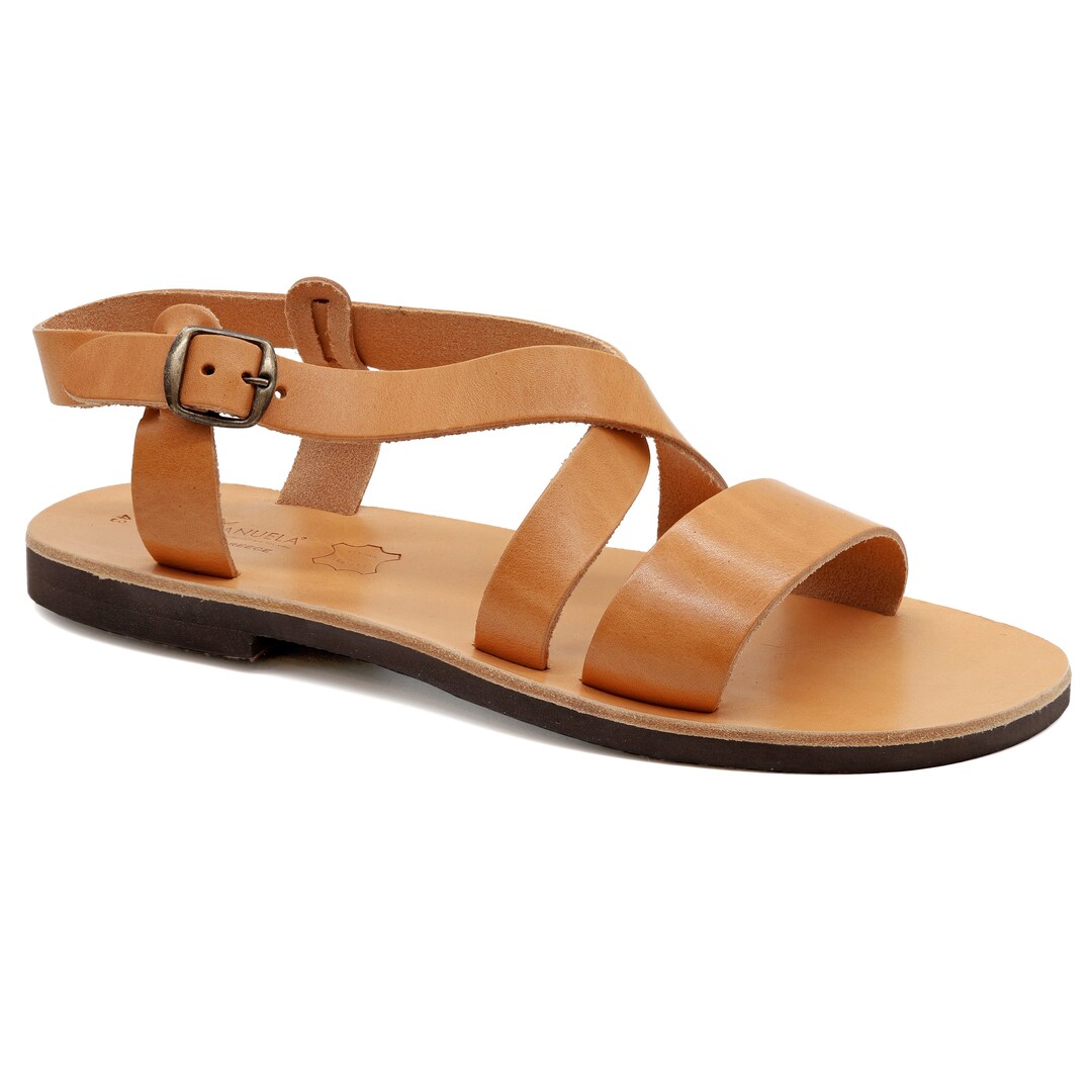 Greek Leather Gladiator Sandals for Men Adjustable Buckle Strap Quality