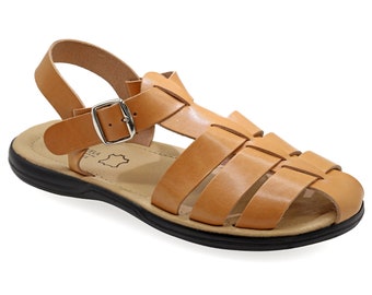 Greek Leather Fisherman Sandals for Men Cushioned insole Men's Sandals Adjustable Buckle Summer Shoes for men with Arch Support Men's Gift