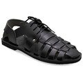 Black Leather Fisherman Sandals: Greek Lace-Up Summer Shoes