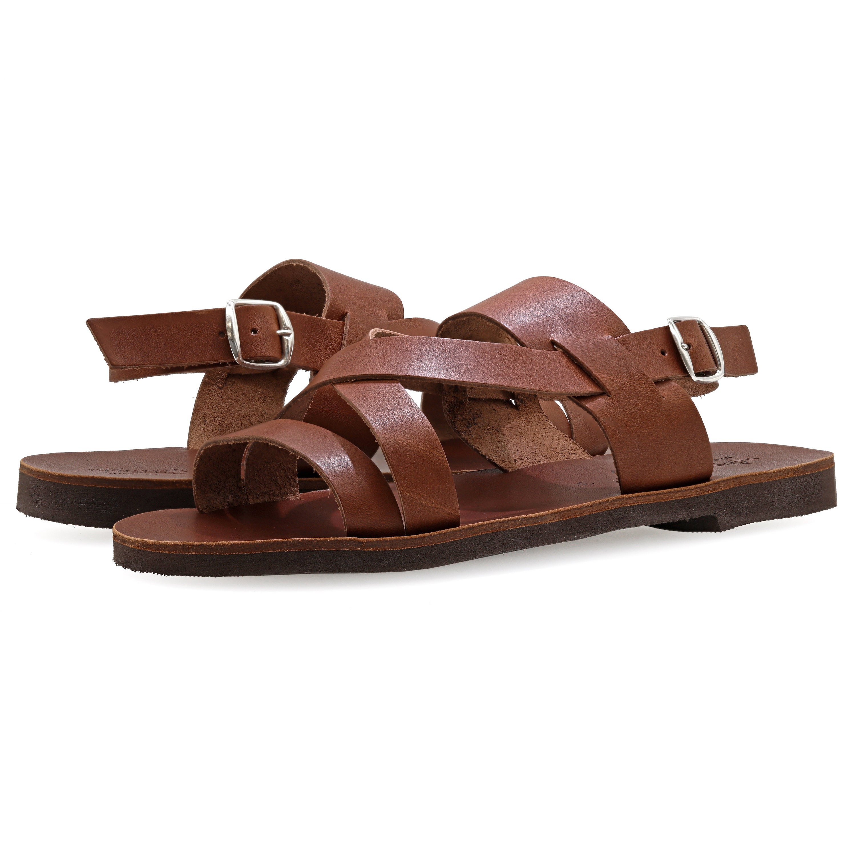 Brown Leather Sandals for Men Open Toe Mens Sandals Buckle Etsy
