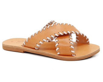 Cross Straps Leather Sandals: Handmade Greek Summer Shoes