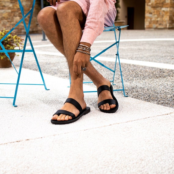 Marco Black Toe Loop Men's Sandals