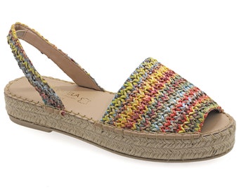 Colorful Knitted Straw Flatform Espadrilles for Women Comfortable Wedge Platform Espadrilles Boho Peep Toe Wicker Summer Shoes for Women