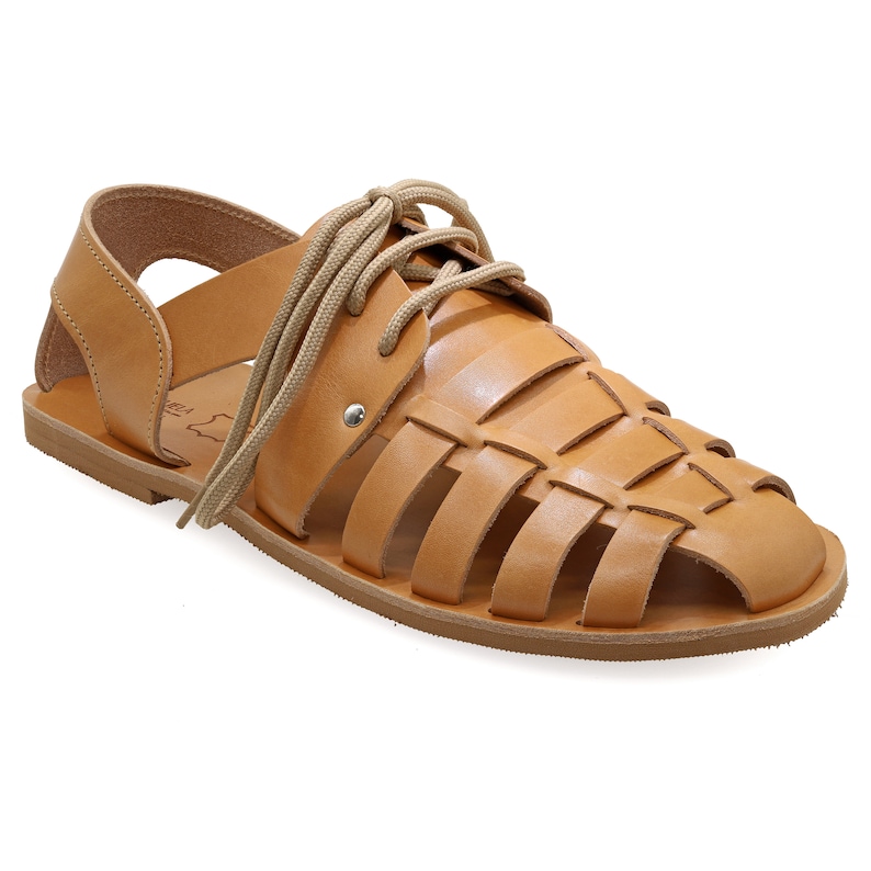 Black leather fisherman sandals with studs