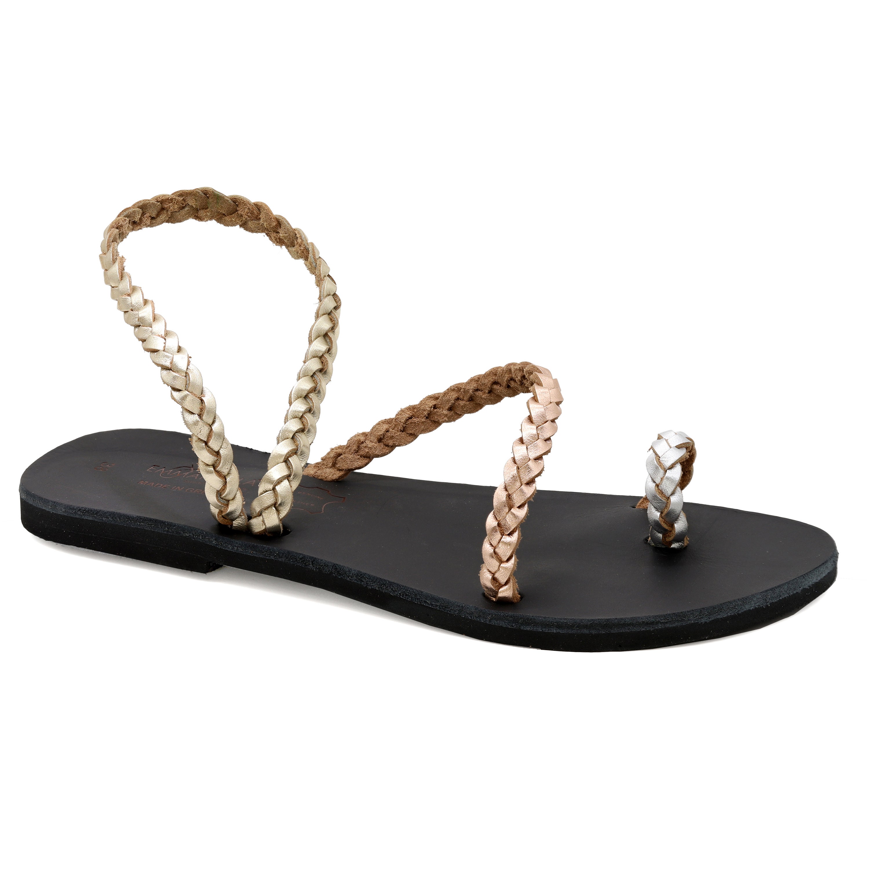 Ancient Greek Braided Leather Flat Sandals High Quality