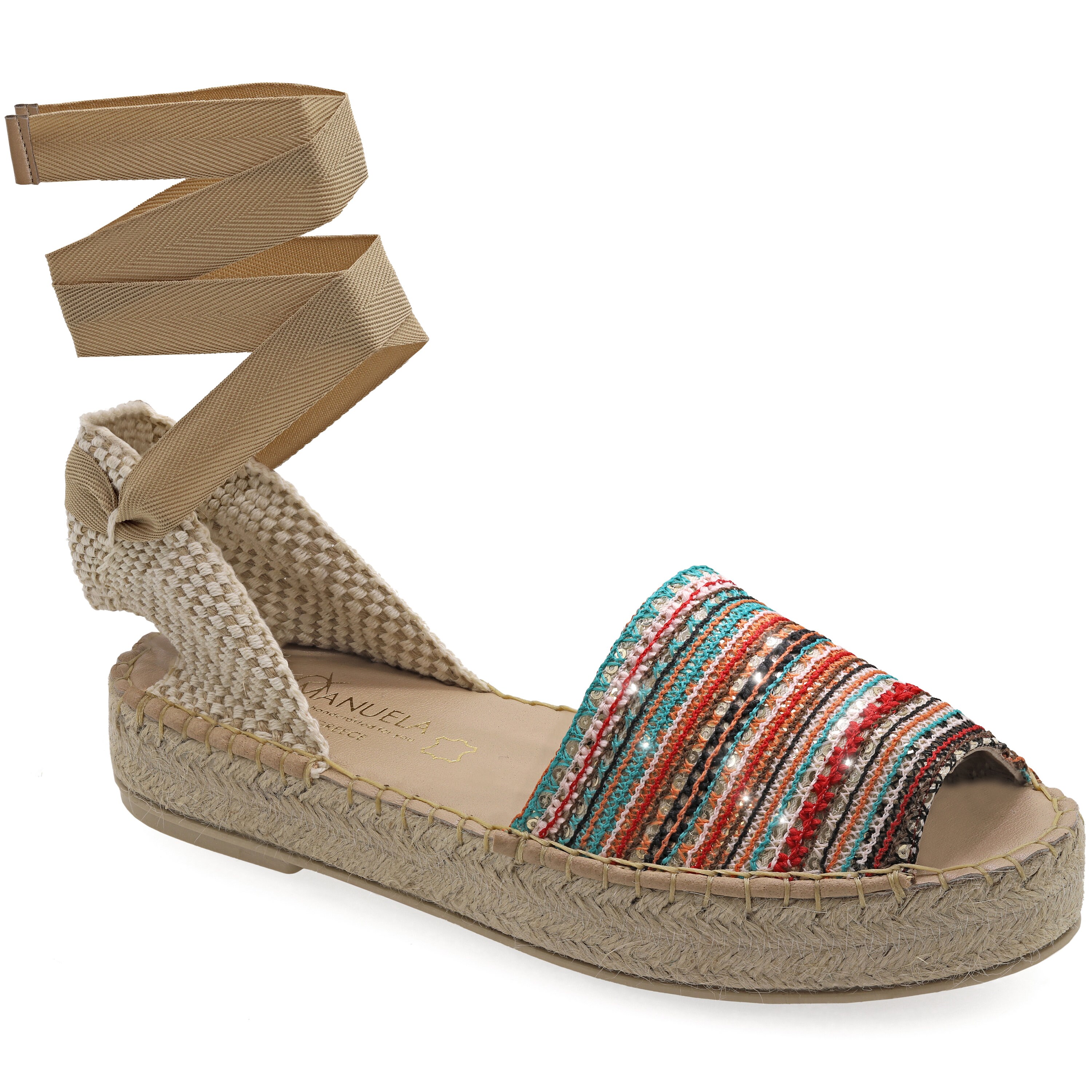 Colorful Knitted Cotton Fabric Lace Up Espadrilles for Women Etsy