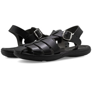 Sandales de pêcheur en cuir grec pour homme sandales rembourrées chaussure d'été noir à boucle réglable avec soutien de la voûte plantaire image 5