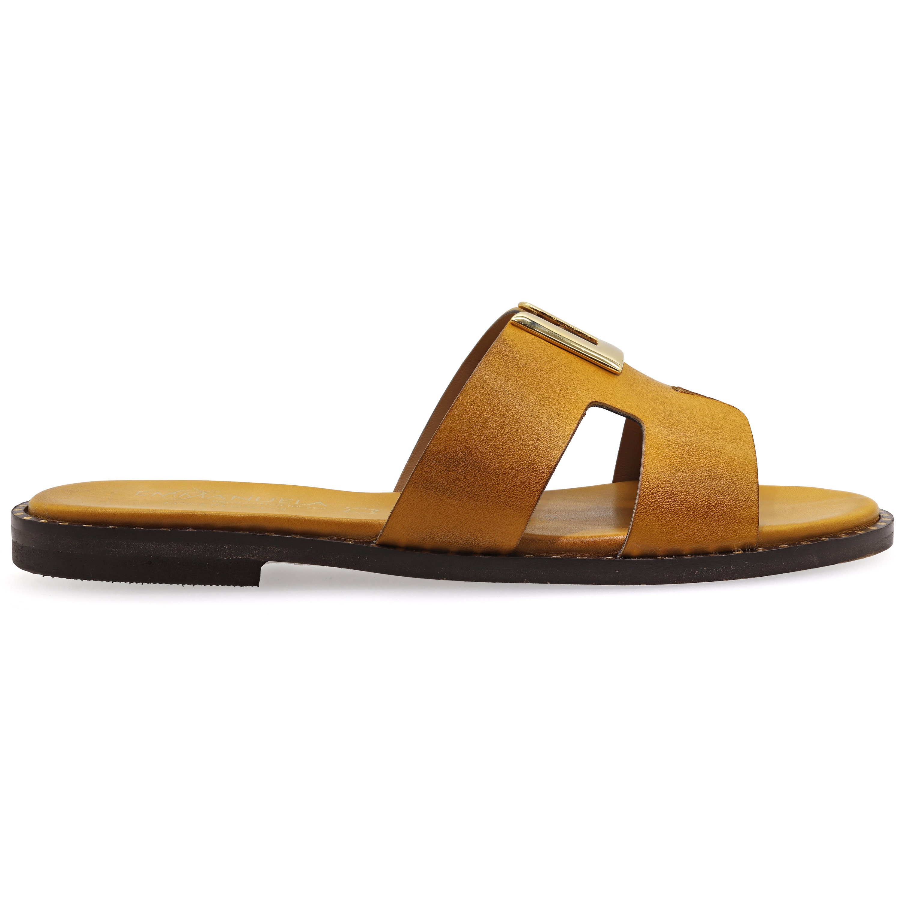 Mustard Yellow Leather H Sandals Classy Greek Sandals Slide | Etsy