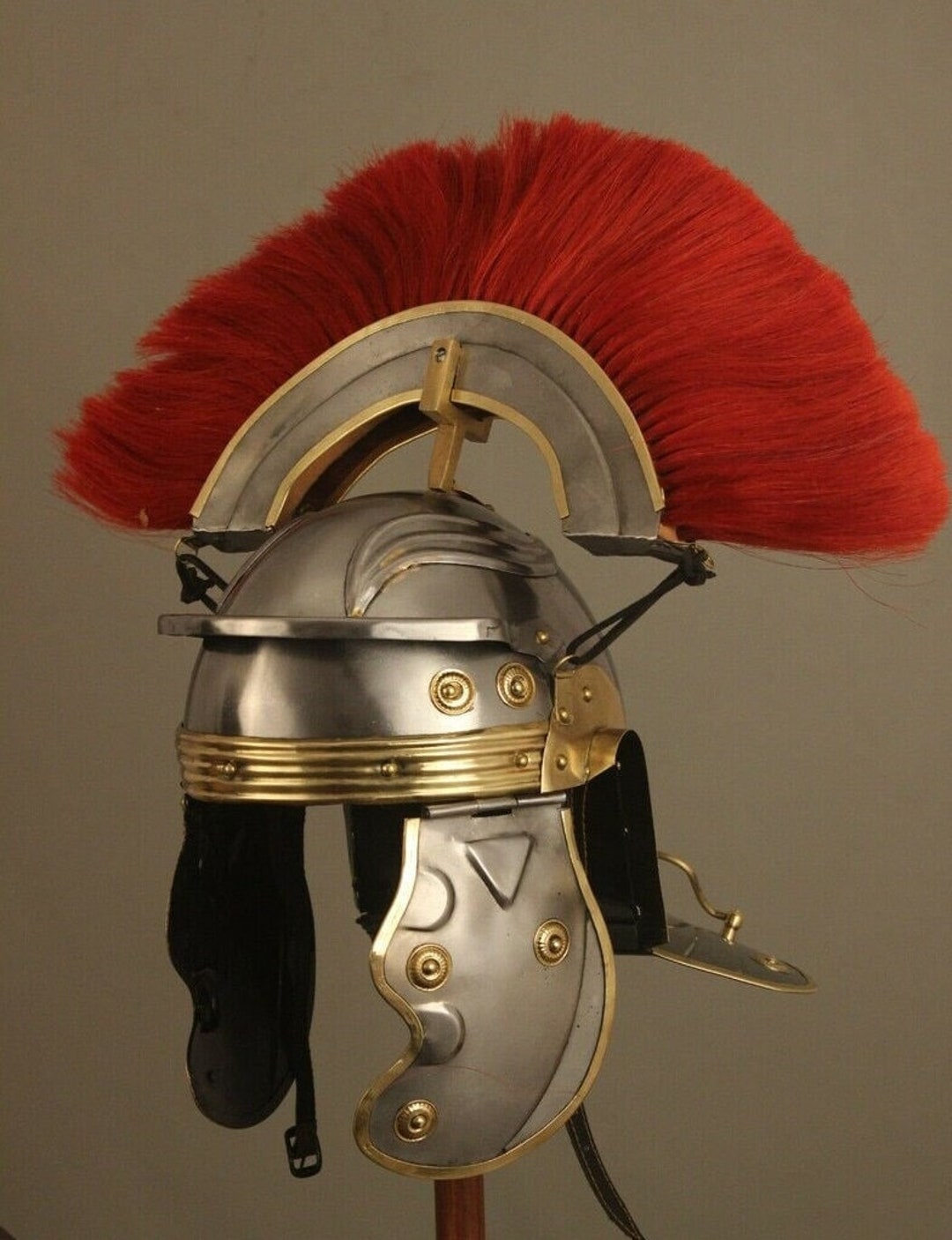 Medieval Knight Roman Gallic Centurian Helmet With Red Plume picture