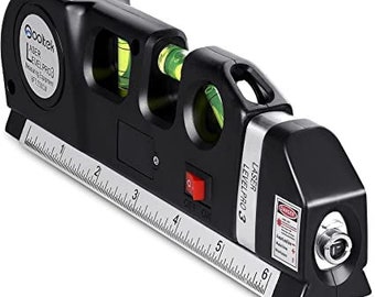 Level Multipurpose Cross Line Laser 8 feet Measure Tape Ruler Adjusted Standard and Metric Rulers for Hanging Pictures