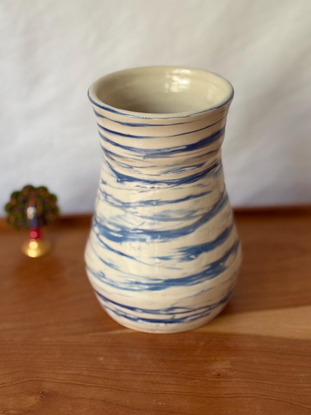 Handmade Stoneware Vase | Blue Brushstroke | Wheel-thrown Pottery ...