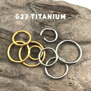 New Hypoallergenic G23 Titanium clicker gold and silver, hoop clicker earrings, titanium piercing, endless hoops