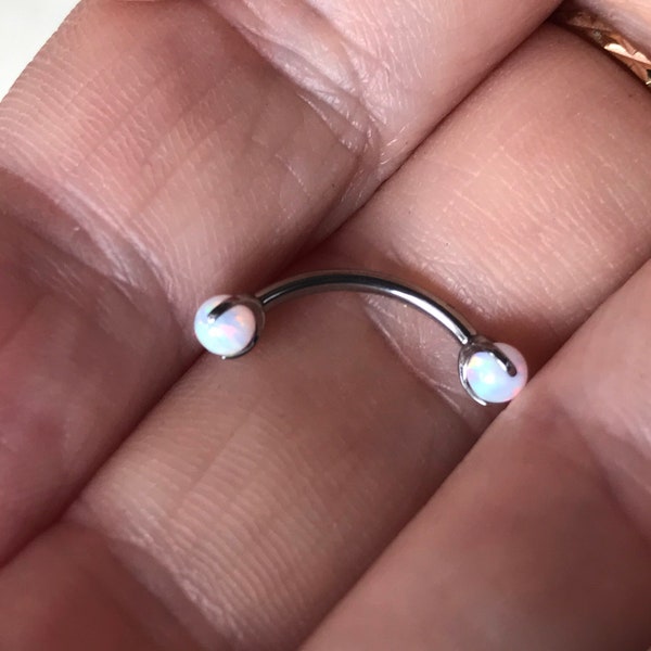 Grado de implante de titanio G23 - Piercing de anillo de ceja con rosca interna Piercing de barra curvada - piercing de barra de ópalo - piercing de cuerpo de ópalo