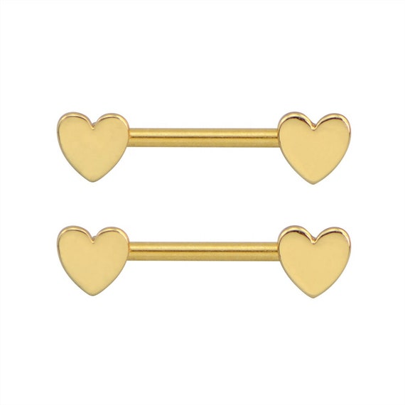 NEW 2pcs 316l Surgical Steel Nipple Piercing Heart Nipple Barbell