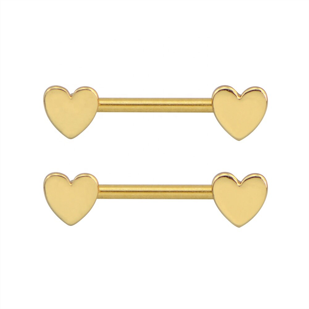 2Pcs Shiny Rhinestone Heart Nipple Ring Bar Surgical Steel Barbell Body Piercing 2Pcs Shiny Rhinestone Heart Nipple Ring Bar Surgical Steel Barbell Body Piercing