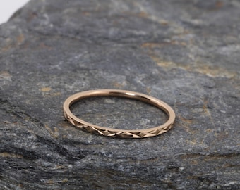 Dainty thin sparkly stacking band, silver stacking ring, rose gold stacking diamond cut ring, titanium stainless steel ring band