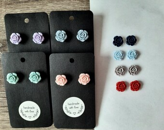 Rose Flower Stud Earrings, Simple, Elegant, Valentines Day, Mother's Day Gifts