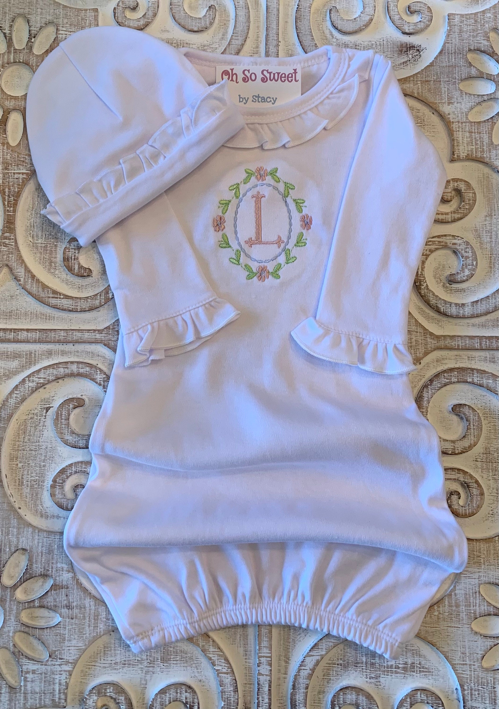 Newborn Gown and hat for girl Etsy