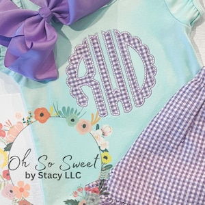 Girls monogram clothing set, 5 color options