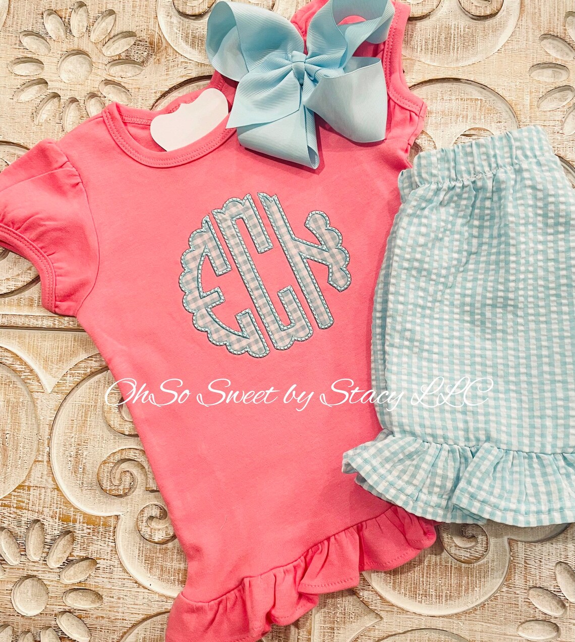 Girls Monogram Clothing Set, 5 Color Options - Etsy