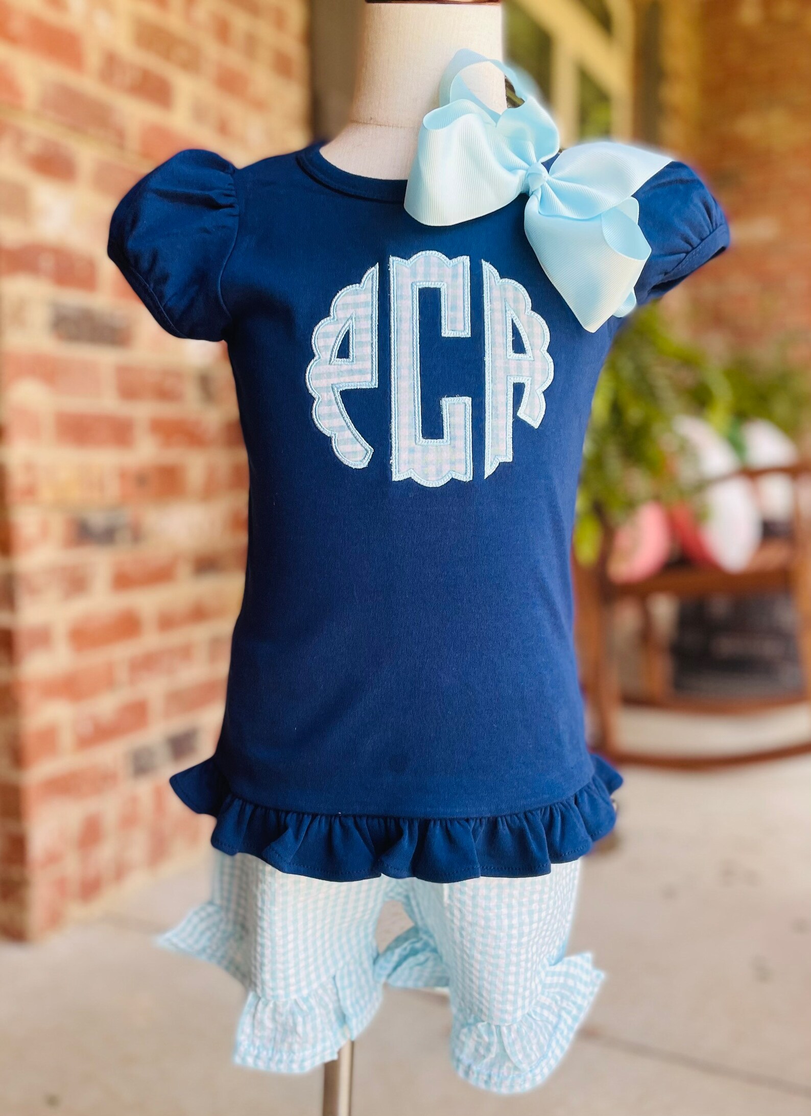 Girls Monogram Clothing Set, 5 Color Options - Etsy