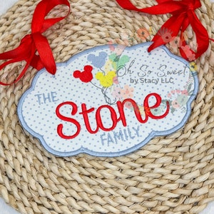 Blue dots Mouse Balloons Stroller tag