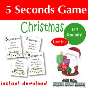 Christmas 5 Second Game, Five Second Game, 5 Second Christmas game, Christmas party game, Holiday party game, family game night