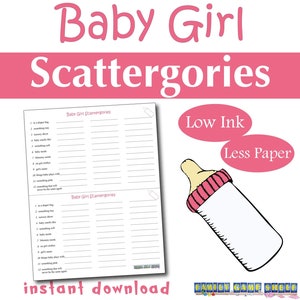 Printable Baby Girl shower game, Baby girl Game, Family Game Night, Baby Shower Game