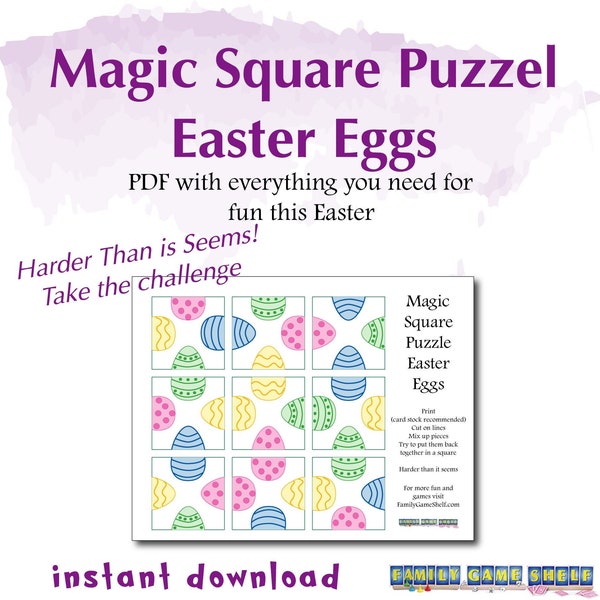 Printable Easter Puzzle, Easter Magic Puzzle, Easter Game Printable, DIY Puzzle, Hard Jigsaw Puzzle, Family Board Game