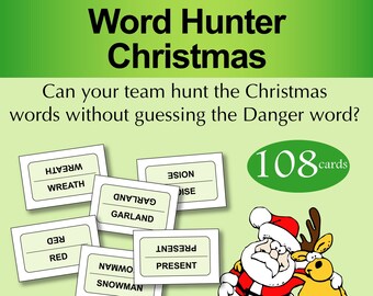 Weihnachts Party Spiel zum Ausdrucken, Wortjäger Weihnachten Spaß Christams Spiel, Party Spiel für Erwachsene, Party Spiel für Teenager, Party Spiel Karten