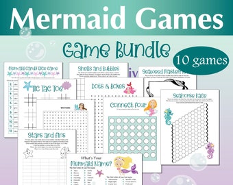 Mermaid Game Bundle, Printable Mermaid Games, Mermaid Printable, Under the Sea Party printable, Mermaid theme party games