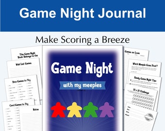 Printable Board Game Journal, Scoresheet book and Memory Keepsake for family game night, Game night with my meeples game tracker