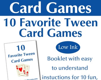 Printable Young Adult Card Rules Games Booklet, Card game instructions for family game night