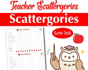 Printable Teacher Scattergries Game, Teach Appreciation Game Printable, Teacher ABC game, School wrod game for family game night
