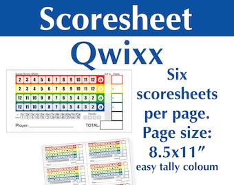 Printable Quixx Score Sheets, Quixx Score Card Download, Quixx Game  Scoresheet -  New Zealand