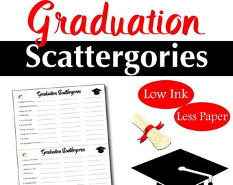 Printable Graduation Scattergories Board Game, Graduation party game, Grad party game printable