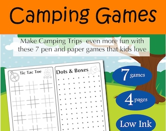 Printable Camping Games for Kids, Camping game pack, printable games for camping,  camping printable games for kids camping party games