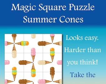 Printable Summer Magic Puzzle, Summer printable brain teaser puzzle, summer party printable, print at home picture puzzle