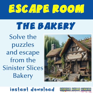 Escape Room voor kinderen afdrukbaar feestspel, bakkerijthema verjaardagsfeestjes, kinderpuzzels, afdrukbaar escape room-kit, familiespelavond