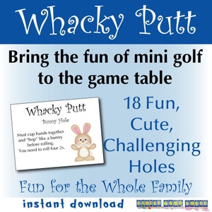 Printable Mini Golf Dice Game for Family Game Night, Printable dice game, mini golf game, Summer party game, family board game