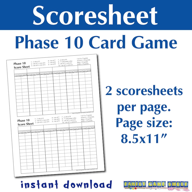 Printable Phase 10 Phases Etsy
