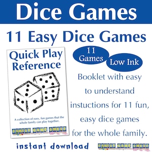 Folleto de reglas del juego de dados para imprimir para una noche de juegos en familia