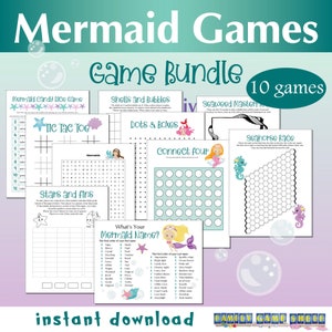 Mermaid Game Bundle, Printable Mermaid Games, Mermaid Printable, Under the Sea Party printable, Mermaid theme party games