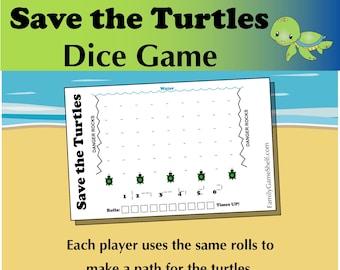Printable Summer Dice Game for Families Save the Turtles
