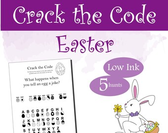 Afdrukbare paasgrappen voor kinderen, Crack the Code-puzzels, paasfeestspellen, paaspuzzels, afdrukbare paaspuzzels, paasfeestgunsten, geheime code