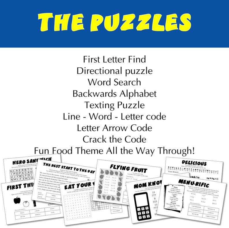 Escape Room for Kids Printable Party Game, Food Fight Game, Birthday ...