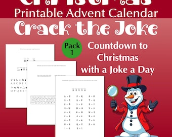 Printable Christmas Joke Advent Calendar for Kids, Christmas Countdown Puzzle - Pack 1