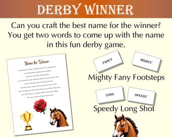 Kentucky Derby Party Game Name The Winning Horse, Kentucky Derby Printable Games, Kentucky Derby Activities