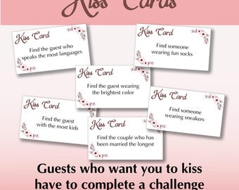 Wedding Kissing Menu Game, Fun Wedding Reception game paintable cards