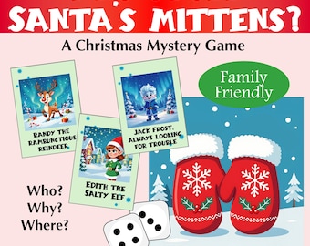 Christmas Mystery Game Who Stole Santa's Mittens, party game for family game night
